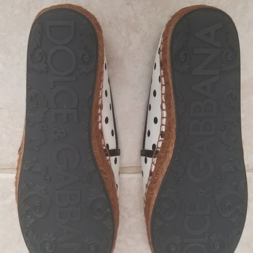 RARE EXCLUSIVE DOLCE & GABBANA CHERRY POLKA DOT EMBELLISHED ESPADRILLES FLATS